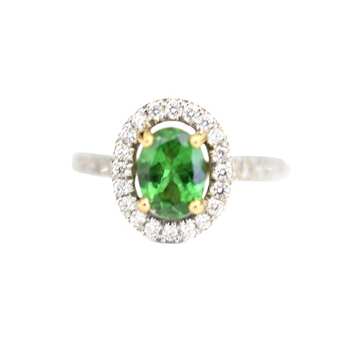 57 - Tsavorite Garnet & Diamond Ring. 18ct Tsavorite Garnet & Diamond Ring .93ct Tsavorite Garnet... 