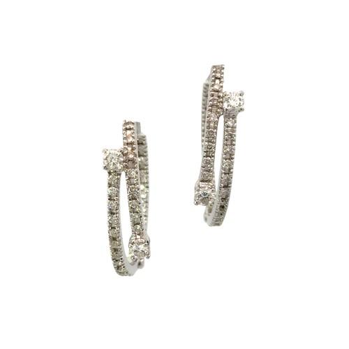 64 - 18ct White Gold Damiani Diamond Hoop Earrings. Diamond Weight 1.00ct. Weighing 8.16g. Excellent Cond... 