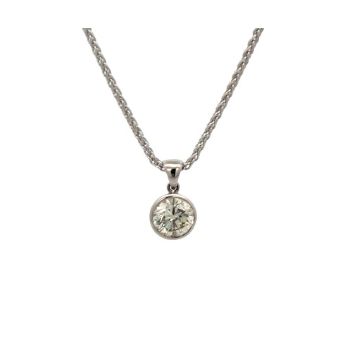 83 - 18ct White Gold Solitaire Diamond Pendant. Diamond Weight 0.45ct. Weighing 3.76. Excellent condition... 