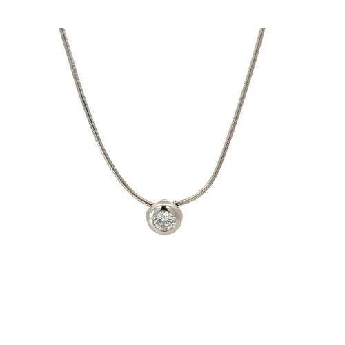 85 - 18ct White Gold Diamond Solitaire Pendant. 0.52ct Diamond. Weighing 8.00g. Excellent Condition.