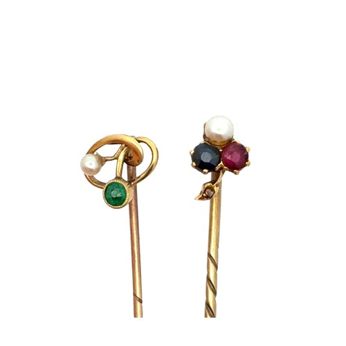 131 - Pair of Gold Stick Pins. Weighing 3.50g. Good condition