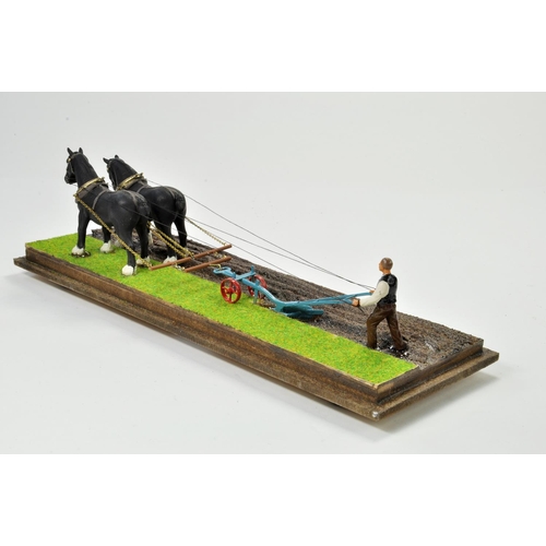 164 - South Eastern Finecast 1/32 pair of working Horses accompanied by scratch built plough with figure. ... 