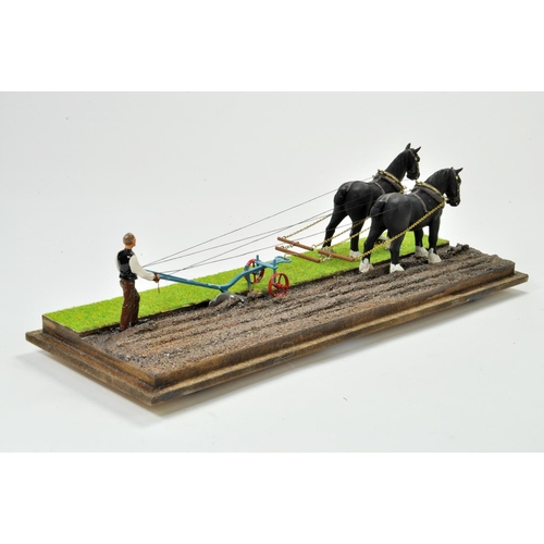 164 - South Eastern Finecast 1/32 pair of working Horses accompanied by scratch built plough with figure. ... 