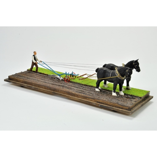 164 - South Eastern Finecast 1/32 pair of working Horses accompanied by scratch built plough with figure. ... 