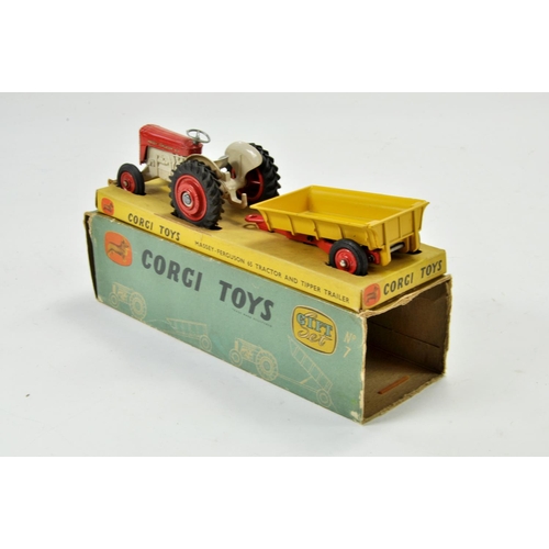 567 - Corgi Gift Set Farm Issue comprising no.7  Massey Ferguson 65 Tractor and Tipping Trailer. Appears v... 