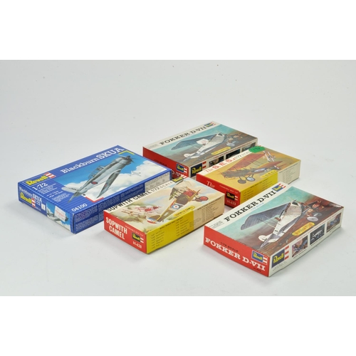 1082 - Group of Revell 1/72 Model Kits comprising Fokker D-VII, Sopwith Camel, The SE5 plus Blackburn SKUA.... 