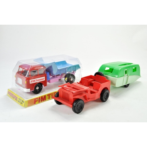 1219 - Tudor Rose Willies Jeep and Caravan plus Fim East Germany boxed tipper truck. Both very good to exce... 