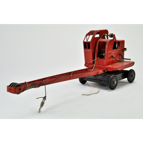 1223 - A large Triang Pressed Metal Crane. Generally worn.