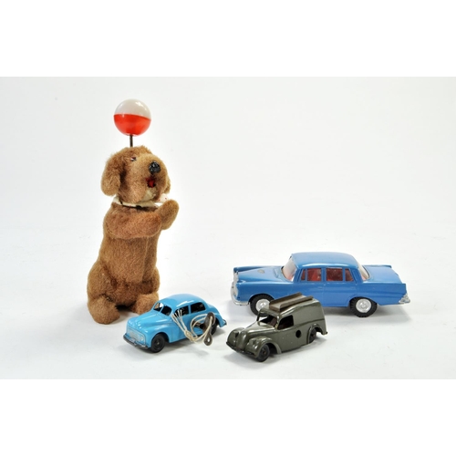 1239 - Duo of wind up cars, Triang Minic plus two other toys.