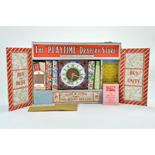 1245 - Playtime Drapery Store Doll's Dress Making Set. Not checked for completeness but appears to have mos... 