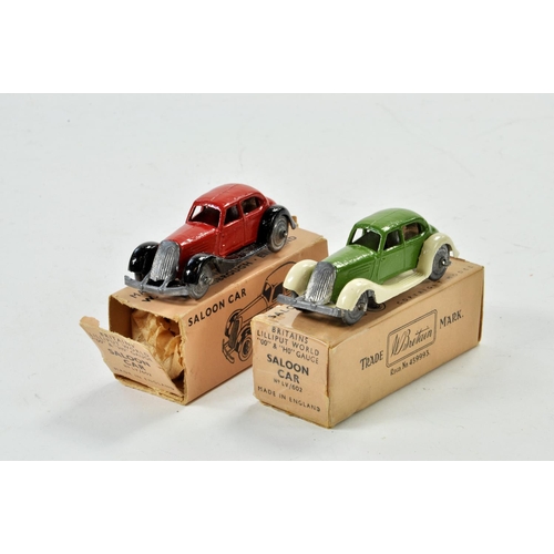 1273 - Britains Lilliput World OO HO Saloon Car in green and cream plus one other in Red and Black. Both gr... 