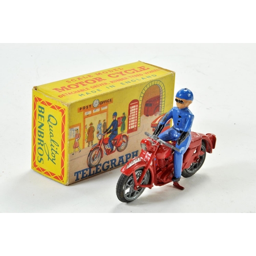 1292 - Benbros Motorcycle Telegraphy Boy Rider comprising red bike and blue rider. Some wear hence good in ... 