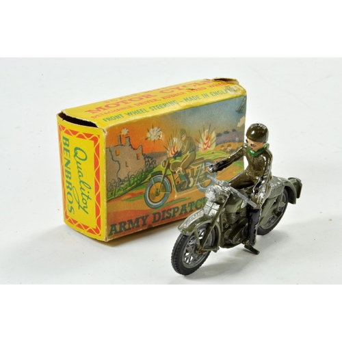 1301 - Benbros Army Dispatch Rider comprising green bike and rider. Some minor wear hence good to very good... 