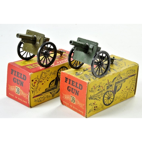 1309 - Duo of Benbros Military Field Guns with boxes. Very good to excellent.