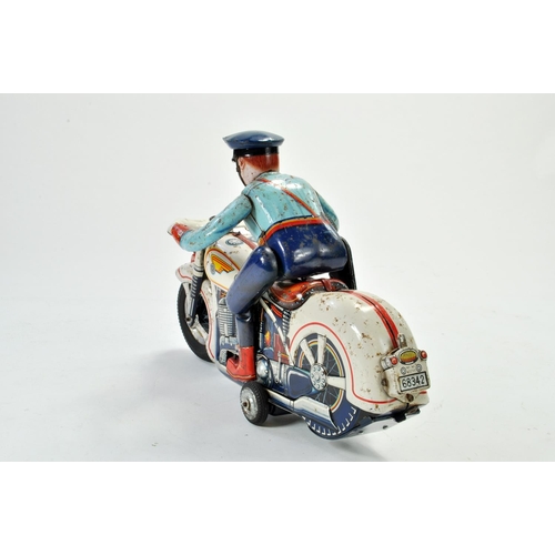 1189 - Masudaya Modern Toys Japanese battery operated tinplate Police Motorcycle. Working example is genera... 