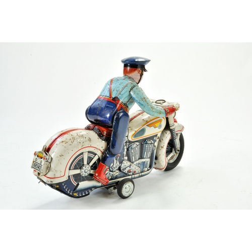 1189 - Masudaya Modern Toys Japanese battery operated tinplate Police Motorcycle. Working example is genera... 