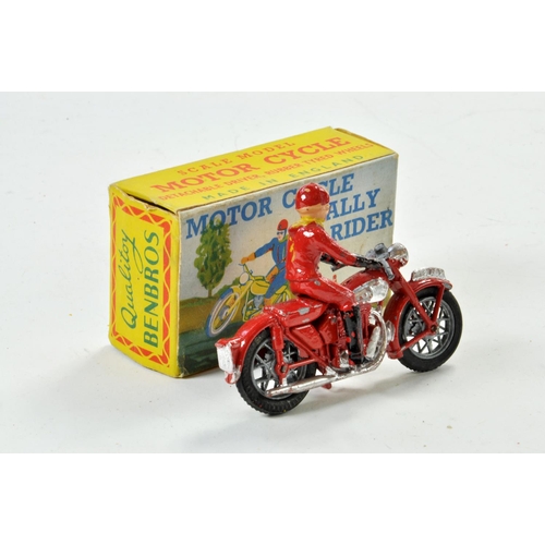 1291 - Benbros Motorcycle Rally Rider comprising red bike and rider. Some wear hence good in fair box.