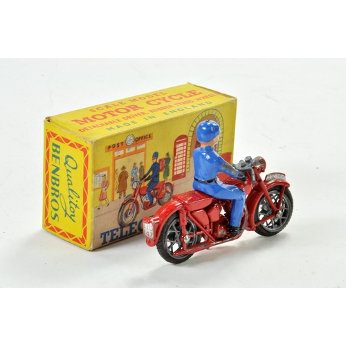 1292 - Benbros Motorcycle Telegraphy Boy Rider comprising red bike and blue rider. Some wear hence good in ... 