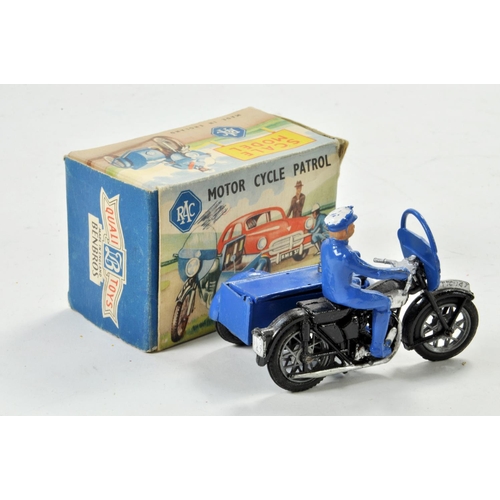 1298 - Benbros Qualitoys RAC Patrol Motorcycle & Sidecar. Nice example appears very good with minor wear in... 