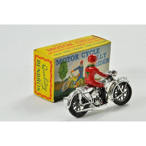 1300 - Benbros Motorcycle Rally Rider comprising chrome bike and red rider. Some minor wear hence good to v... 