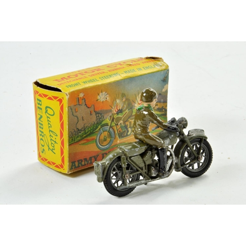 1301 - Benbros Army Dispatch Rider comprising green bike and rider. Some minor wear hence good to very good... 