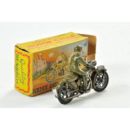 1304 - Benbros Army Dispatch Rider comprising green bike and rider. Some minor wear hence good to very good... 