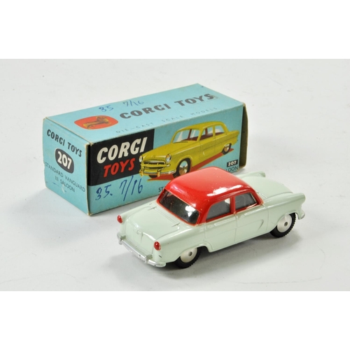 1324 - Corgi No. 207 Standard Vanguard III Saloon in pale grey and red. Flat Hubs. A lovely example, little... 