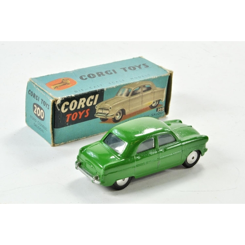 1325 - Corgi No. 200 Ford Consul Saloon in green with flat hubs. Generally excellent, little or no signs of... 