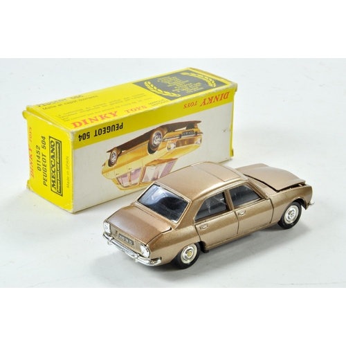 1327 - Spanish Dinky No. 011452 Peugeot 504 in metallic brown with black interior, chrome trim and chrome s... 