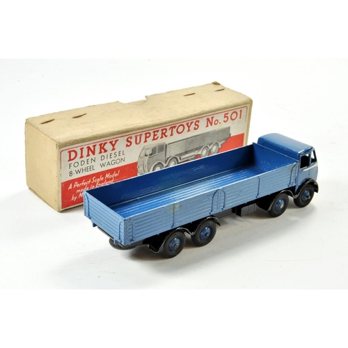 1346 - Dinky No. 501 Foden (1st type) Diesel 8-wheeled Wagon with blue cab, back and ridged hubs, black cha... 