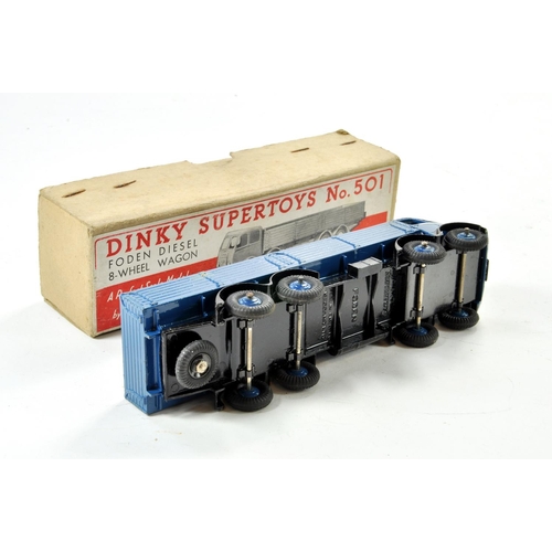 1346 - Dinky No. 501 Foden (1st type) Diesel 8-wheeled Wagon with blue cab, back and ridged hubs, black cha... 