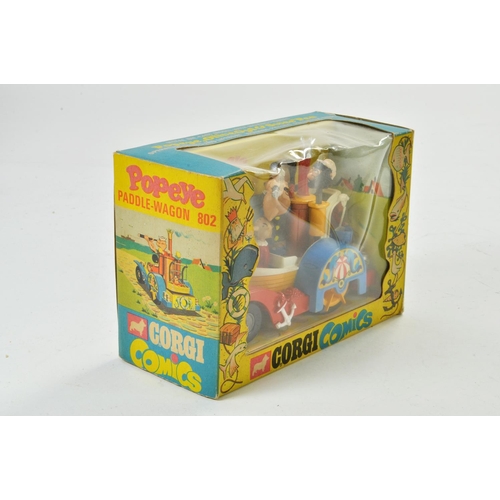 1358 - Corgi No. 802 Popeye Paddlewagen in red, white and yellow with figures plus yellow paddle wheels. Ni... 