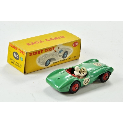 1373 - Dinky No. 110 Aston Martin DB3 Sports in Green with Red Seats and Hubs plus Driver. Fine example is ... 