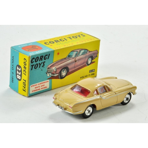 1392 - Corgi No. 228 Volvo P1800 with light tan body, silver trim and flashes, red interior and chrome hubs... 