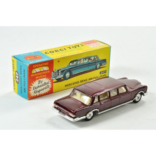 1394 - Corgi No. 247 Mercedes Benz 600 Pullman with metallic maroon body, chrome trim, cream interior. Gene... 