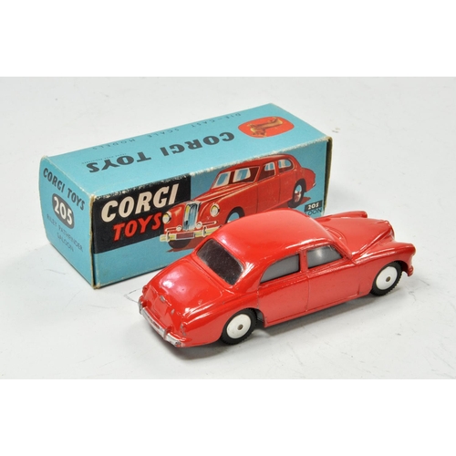 1455 - Corgi no. 205 Riley Pathfinder Saloon in red, generally very good to excellent with minor marks thro... 