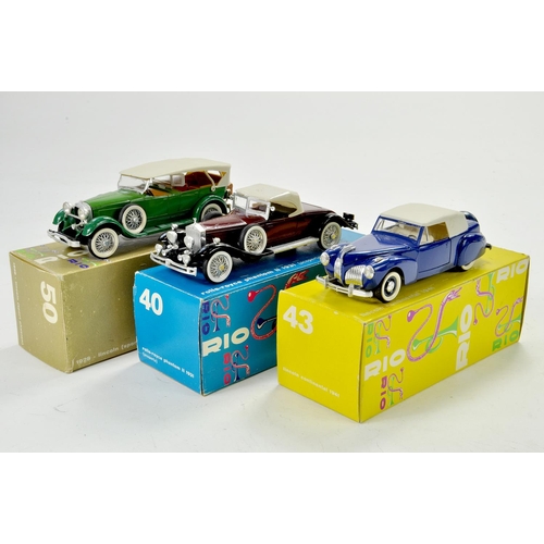 629 - Trio of Rio 1/43 Diecast Models comprising duo of Rolls Royce, plus Lincoln Continental, generally v... 