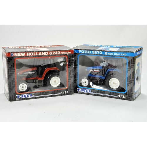 130 - Ertl  1/32 Farm duo comprising Ford 8670 Tractor plus New Holland G240. Excellent in boxes.