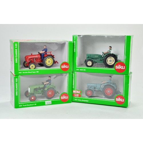 79 - Siku 1/32 Farm group comprising Porsche Super 308, Fendt Dieselross, MAN 4R3 and Eicher issue. Excel... 