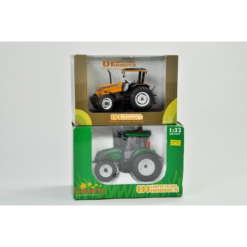 82 - Universal Hobbies 1/32 Farm tractor duo comprising Valtra A750 plus Valtra C in Green. Excellent in ... 