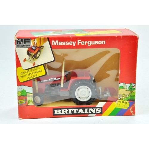 102 - Britains 1/32 Farm issue comprising Massey Ferguson MF 595 tractor with rear attachment. Excellent, ... 