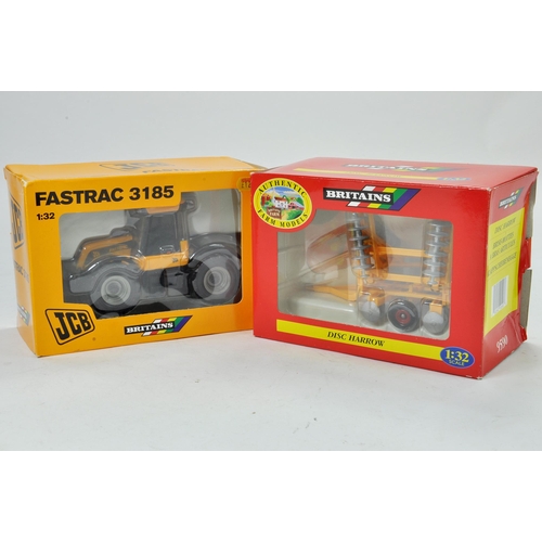 127 - Britains 1/32 Farm duo comprising JCB 3185 Fastrac plus Disc Harrow. Excellent in boxes.