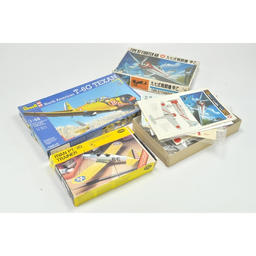 687 - Trio of Plastic Model Kits comprising Revell North American Texan, Hasegawa Tipe 97 Fighter plus Tes... 