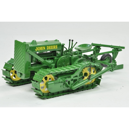 43 - Ertl 1/16 John Deere Lindeman Crawler Tractor with Two Bottom Plough. Has been on display but appear... 