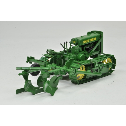 43 - Ertl 1/16 John Deere Lindeman Crawler Tractor with Two Bottom Plough. Has been on display but appear... 