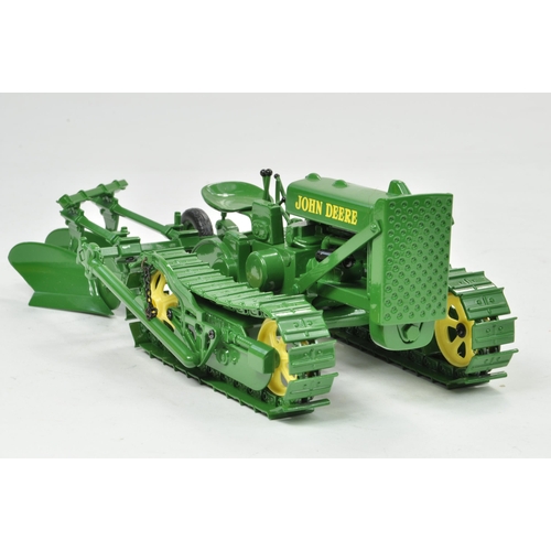 43 - Ertl 1/16 John Deere Lindeman Crawler Tractor with Two Bottom Plough. Has been on display but appear... 