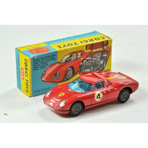 1584 - Corgi No. 314 Ferrari 'Berlinetta' 250 Le Mans. Red body, blue tinted glass RN'4' and wire wheels. A... 