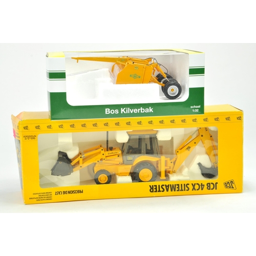 122 - Joal 1/35 JCB 4CX Sitemaster plus Rare ROS 1/32 Bos trailed Scraper. Both appear excellent with boxe... 