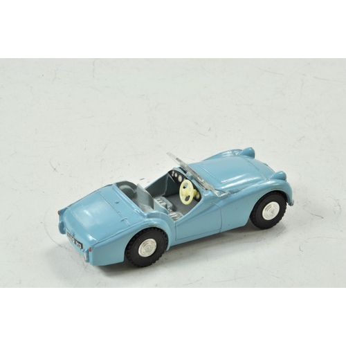 1547 - Tri-ang Spot-on No. 108 Triumph TR3a Sports. Light blue, grey interior, spun hubs, black tyres. Appe... 