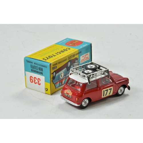 1588 - Corgi No. 339 Mini Copper S Monte-Carlo 1967'. Red body with white roof RN '177' with two spare whee... 